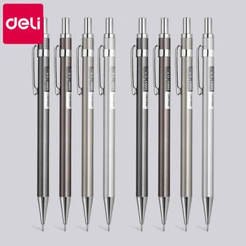 4pcs Deli метален механичен молив 0.5 / 0.7mm нисък център на тежестта не е лесно да се прекъсне олово дейност молив учебни консумативи