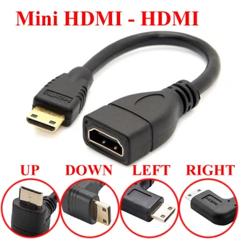 черен прав лакът 10CM камера таблетки въздушна фотография Mini-HDMI мъжки към стандартен HDMI женски HD кабел за къс трансфер