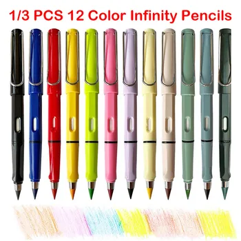 1/3 бр. 12 цветен безкраен молив вечен молив с гумичка за дете студент писане рисуване изкуство училищни пособия стационарни