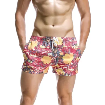 Шнур Мъжки плаж Ежедневни печат Модни шорти Колан Свободни панталони Джоб Мъжки панталони Мъжки бански костюм Мъжки плувни шорти