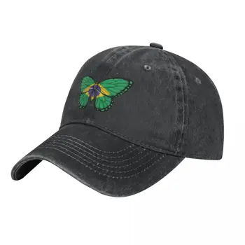 Бразилски флаг пеперуда Бразилия Унисекс бейзболни шапки Затруднени измити шапки шапка Класически дейности на открито Snapback шапка