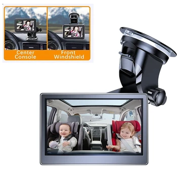 5Inch HD1080P Бебешко огледало за кола Задна седалка Бебешка кола с HD камера функция Кола огледало дисплей за многократна употреба издънка скоба