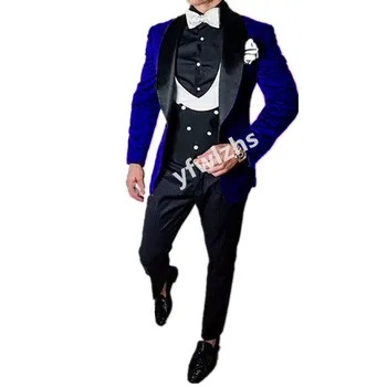 Персонализирани един бутон мъжки костюм яке блейзъри Хелоуин костюм елегантен за луксозен мъж костюм за сватба три части Se 2111