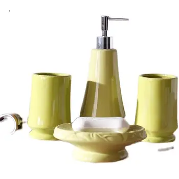 Европейски комплект аксесоари за баня Керамичен дом Течен сапун бутилка Четка за зъби Държачи за сапун Инструменти за миене Комплект от четири части