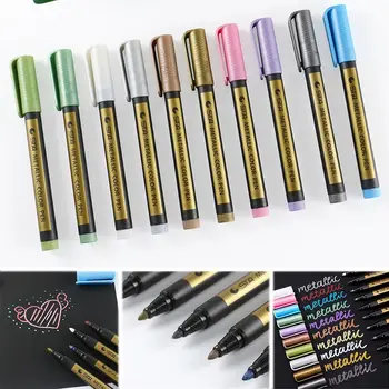 10 цвята метален маркер студентски консумативи канцеларски материали постоянен DIY манга рисуване занаятчийски писалки водоустойчива боя писалка писане