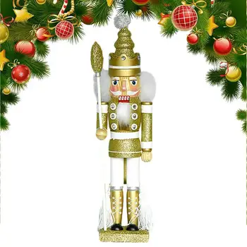 Коледа декоративна лешникотрошачка празнична колекционерска лешникотрошачка настолна украса злато блестящ коледен войник лешникотрошачка