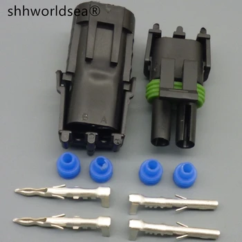 shhworldsea 2 пинов водоустойчив електрически конектор мъжки женски щепсел мотоциклет инжектор гнездо 12010973 12015792 за GM
