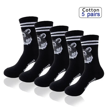 5 чифта висококачествени мъжки чорапи памучни дишащи хип-хоп улични модни чорапи дълги подаръчни чорапи Sox Sokken спортни чорапи на открито