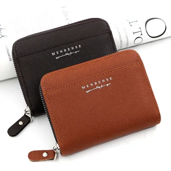 Нов мъжки портфейл плътен цвят бизнес кратко цип чанта съединител чанта монета чанта писмо портфейл за жени