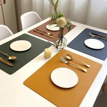 Leather Placemat Nordic Instagram Style Heat Shielding Pad Home Waterproof Oil-Resistant Placemat Hotel Heat Proof Mat