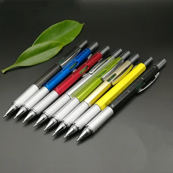 64Pcs 6 в 1 инструмент химикалка отвертка владетел дух ниво многофункционален алуминиев сензорен екран стилус писалка