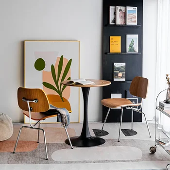 Wuli Nordic Apple стол свободно време извита облегалка стол кафе открит хотел ясно бар извити дърво трапезен стол