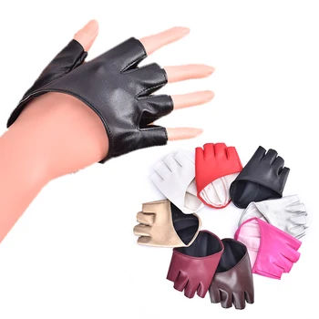 1Pair Pu кожа ръкавица без пръсти жени за готик пънк рок Лолита Хараджуку Сценично парти