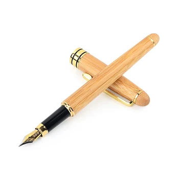 Реколта елегантен бамбук писалка с кутия за бизнес подаръци луксозна марка офис писане писалки канцеларски материали S