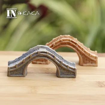 Реколта домашни статуи микро градина миниатюрни декор фигурка китайски антични арка мост сграда модел фигура играчки DIY скулптури
