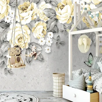 Модерни инс пресни божур цветя стена стикери 3D пасторални флорални потребителски голям размер изкуство снимка стенопис тапет за спалня декор