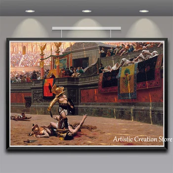 《Pollice Verso》Thumb Towards By Jean Leon Gerome Roman Gladiator Warrior Sparta Colosseum Print Canvas Wall Pictures Room Decor