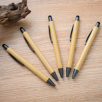 50Pcs/Lot Бамбукова писалка Бамбукова дървена химикалка 1.0mm Съвет Офис училище Wrting канцеларски материали Бизнес подпис топка писалки
