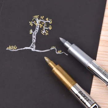 Златен сребърен маркер за боя Маркер за водна основа Писалка за керамика Стъкло Плат Кожа Тъмна хартия Живопис Doodling DIY Изкуства и занаяти