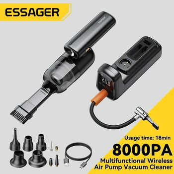 Essager Portable Car Vacuum Cleaner 8000Pa Handheld Mini Wireless Cordless Vacuum Cleaner For Car Home Cleaning Powerful Cleaner