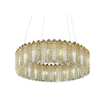 Кристал 2023 Нови висящи светлини Луксозна модерна прозрачна висяща лампа Gold G9 Lampara Декорации за хол Полилей осветление