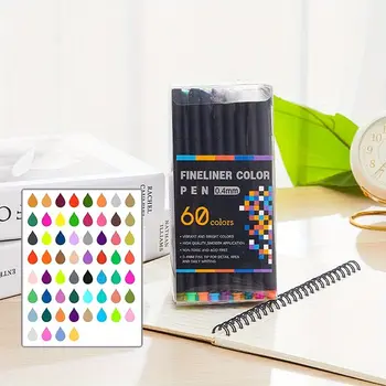Professional 60 Color Bview Art Цветни писалки Точкови маркери Fine Tip Drawing Fineliner за писане на дневник Офис за писане на бележки
