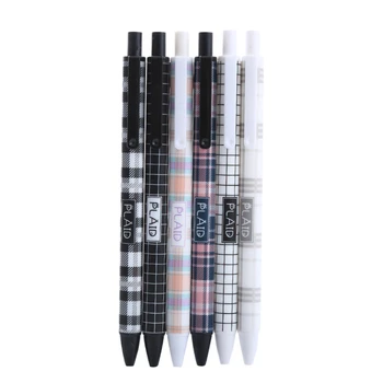 3pcs Creative Plaid Series Press Gel Pens Fashion Business Office Канцеларски материали за писане на писалки за деца Изящни училищни пособия
