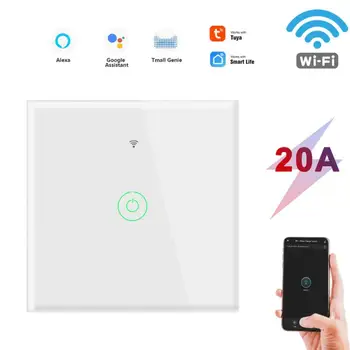 20A Интелигентен WiFi сензорен стенен превключвател TUYA App Дистанционно таймер светлина бойлер хладилник фурна ключове работа с Alexa У дома