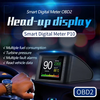 OBD HUD P10 Car OBD2 Head Up дисплей на бордовия компютър Цифров скоростомер с разход на гориво Авто Електронни аксесоари