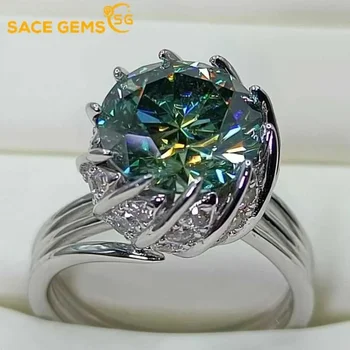SACEGEMS GRA сертифициран D цвят 3-5ct Moissanite пръстен 925 стерлингово сребро покритие с 18k бяло злато пръстени за жени фини бижута