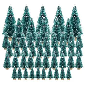 50PCS Миниатюрни изкуствени малки снежни ледени дървета Борови дървета Коледа DIY парти декорация занаяти