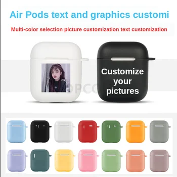 EXCLUSIVE CUSTOM за въздушни шушулки 1 2 Случай Име на изображението Лого Меки калъфи за Bluetooth Безжичен капак на Airpod DIY Фото писма