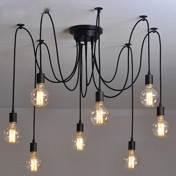 SANDYHA Полилеи в индустриален стил DIY висулка светлина лампа за хол проучване ресторант Lampadario Софито Moderno E27
