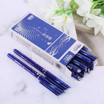 12 бр. Луксозна изтриваема 0,5 мм гел писалка синьо мастило тънък химикалка писане инструмент доставка