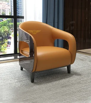 италиански лек луксозен диван от една кожа постмодерен стол за отдих от масивно дърво Италианска вила Bentley port light luxury furniture