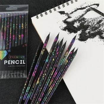 12pcs/set HB живопис рисуване молив студенти писане писалка цветна живопис черно олово моливи училище канцеларски писалка за деца