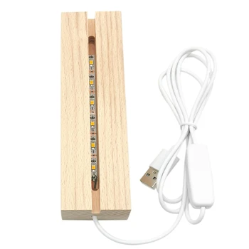 USB захранван правоъгълник бук дърво материал LED светлинна база LED светлини дисплей