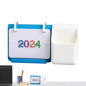 2024 Календар на бюрото Месец Stand Up Desk Календар 2024 с държач за писалка Wirebound Table Standup Прост дизайн Месечен планировчик за