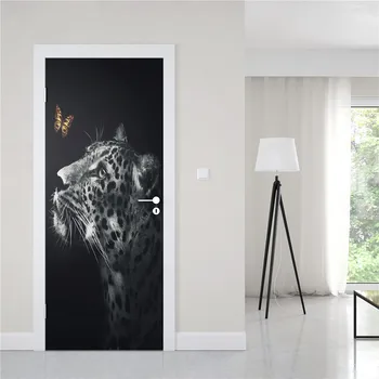 Черен леопард животински врата стикер пантера пеперуда тапет гепард стенописи PVC водоустойчив самозалепващи спалня декор плакат