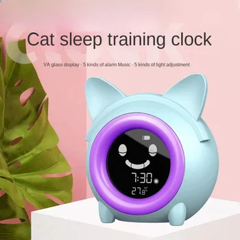 Cat мини будилник 2023 нов детски сън събуждане часовник Творчески цифров електронен часовник с малка нощна светлина будилник