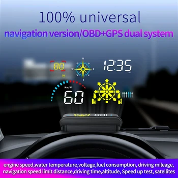 Най-новият Q10 прожекционен дисплей OBD2 + GPS с навигация на живо Кола главата нагоре дисплей скоростомер кола предно стъкло HUD проектор