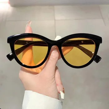KAMMPT Реколта котешки очи слънчеви очила 2023 стилен извънгабаритни сладък открит жени нюанси нов луксозен дизайн на марката ретро UV400 очила
