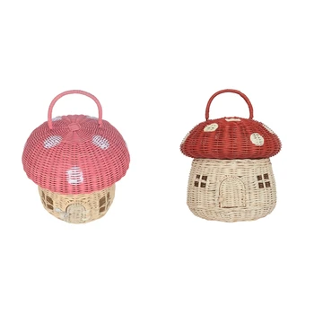 Ръчно изработена кошница за съхранение на гъби с форма на ратан - сладка ръчно изработена ръчно изработена декорация за подаръци Произведения на изкуството Ратан