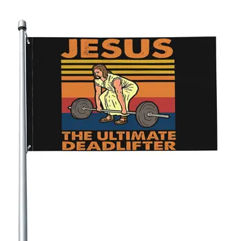 Jesus The Ultimate Deadlifter Gym Christian Flag Banner Висяща реклама Спортна декорация на открито