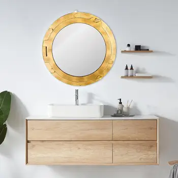 Vanity стил висящи стена огледало декоративно стъкло орнамент кръг декоративно огледало за баня апартамент вход коридор