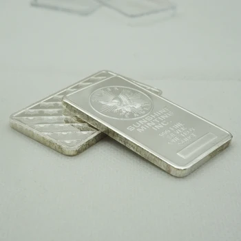 4бр Слънчево сечене 1 OZ слитък Бар монети със сребърно покритие 50 мм х 28 мм Американски сувенирен монета метална декорация бар