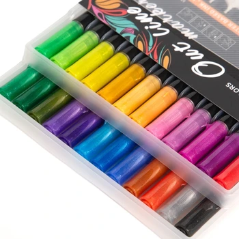 12/24 цвята блясък маркери блясък двойна линия контур писалки за рожден ден карта вземане книжка оцветяване DIY Scrapbooking