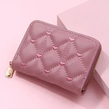 Портфейли за жени Kawaii сладък портфейл луксозен дизайнер дама портфейл розова чанта жени малки жени кожа портфейл монета чанта