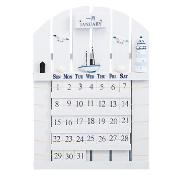 Средиземноморски дървен календар DIY за творчески ръчно изработени висящи стенни календарни стаи Начало декор Dropship