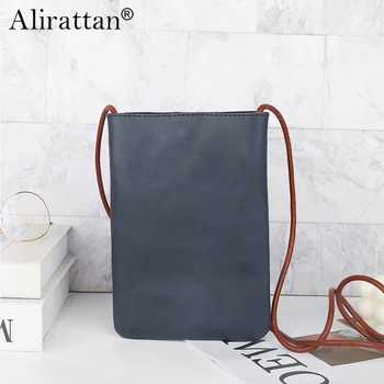 Alirattan естествена кожа жените мобилен телефон чанта ретро случайни универсален рамо чанта модерен мини чанта за съхранение
